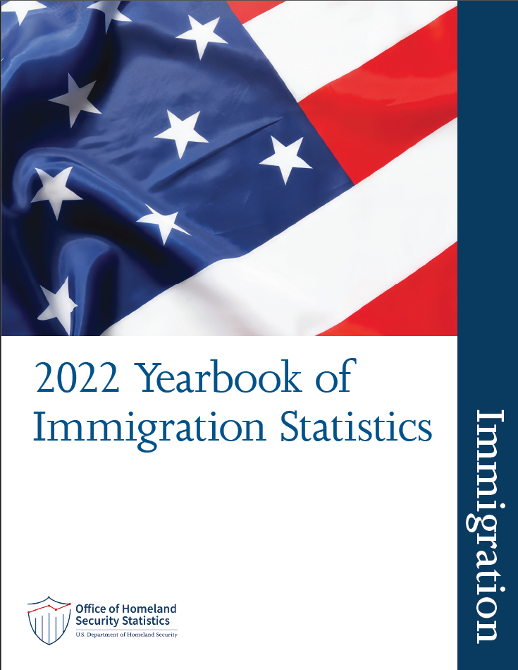 Cover page with American flag for yearbook statistics 2022